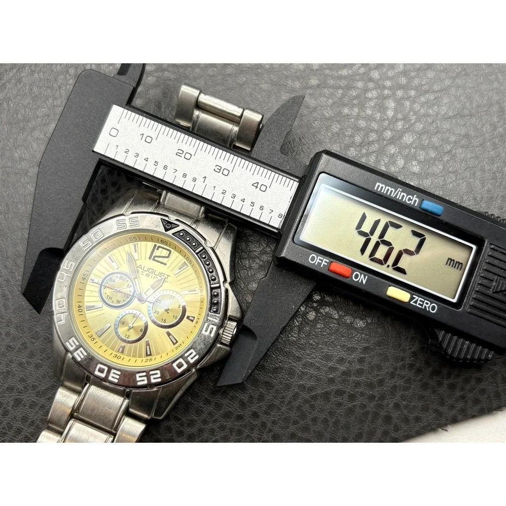 August Steiner Men's Stainless Steel Chronograph Watch Works - NEW BATTERY